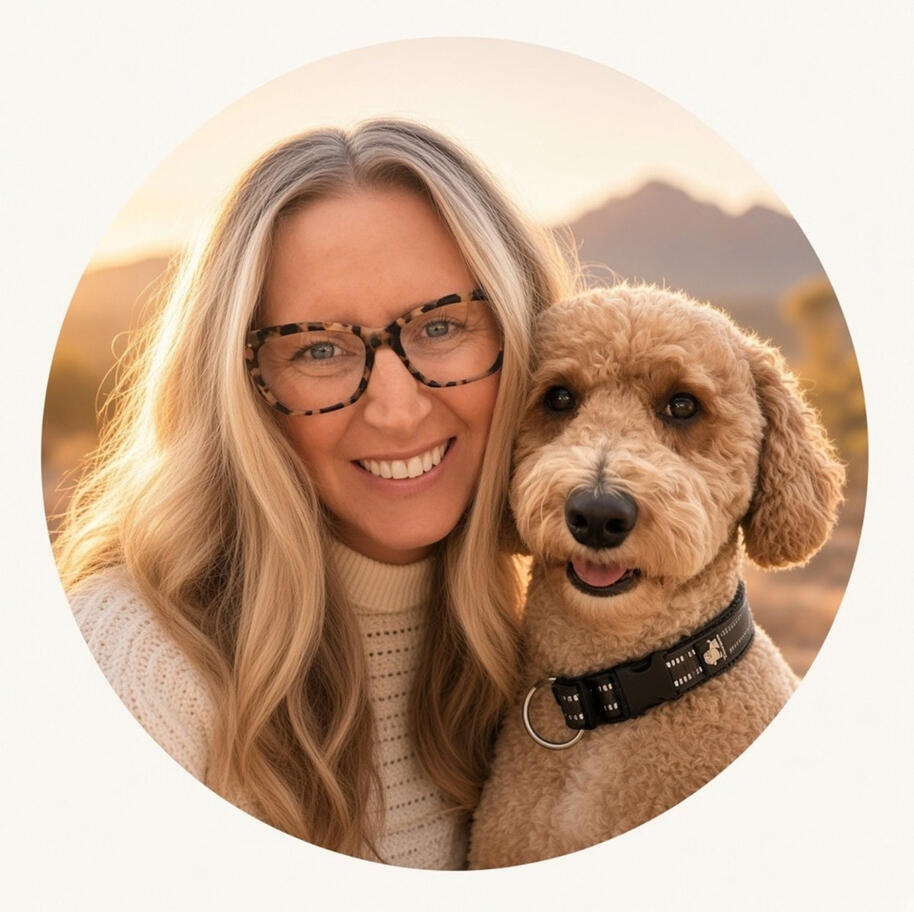 Melissa with her goldendoodle Lewy